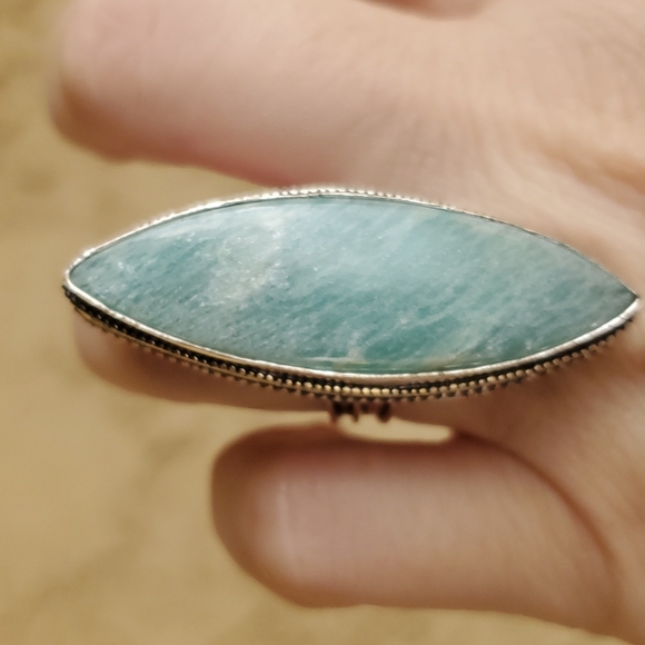 New Oversized Amazonite 925 Silver Statement Ring. - Picture 3 of 14
